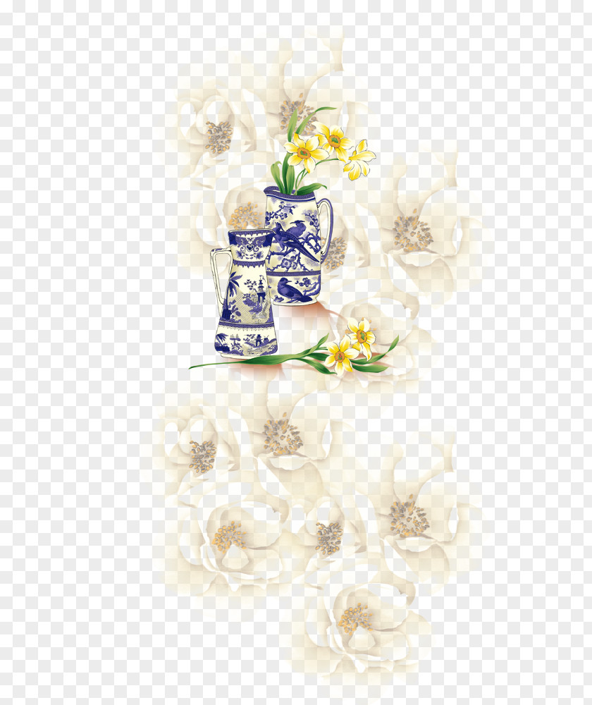 Vase Floral Design Abstract Art PNG