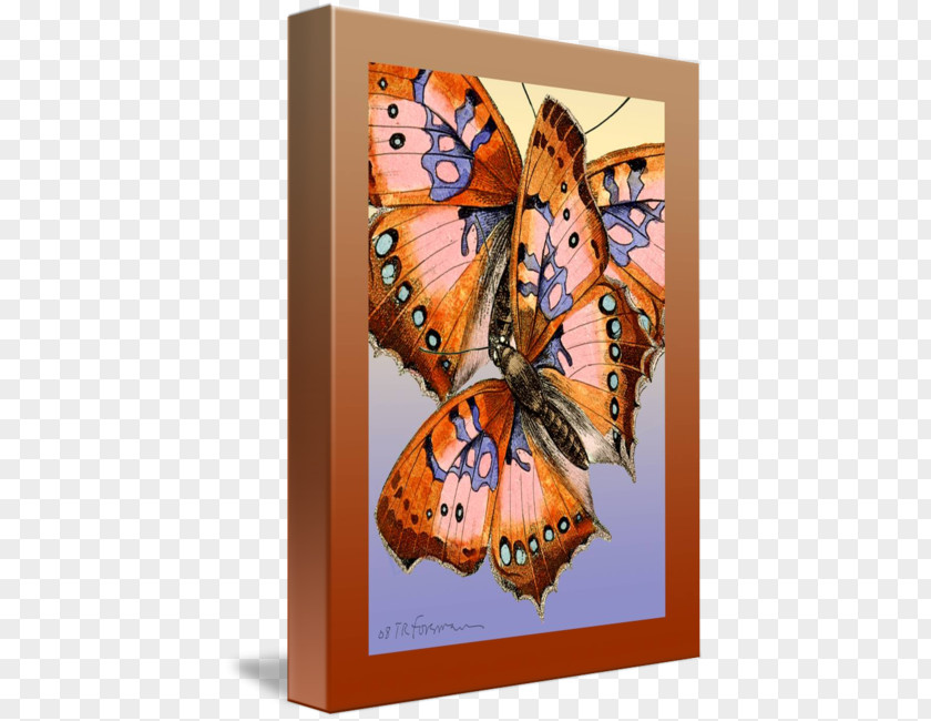 Abstract Red Monarch Butterfly Paper Art Painting PNG