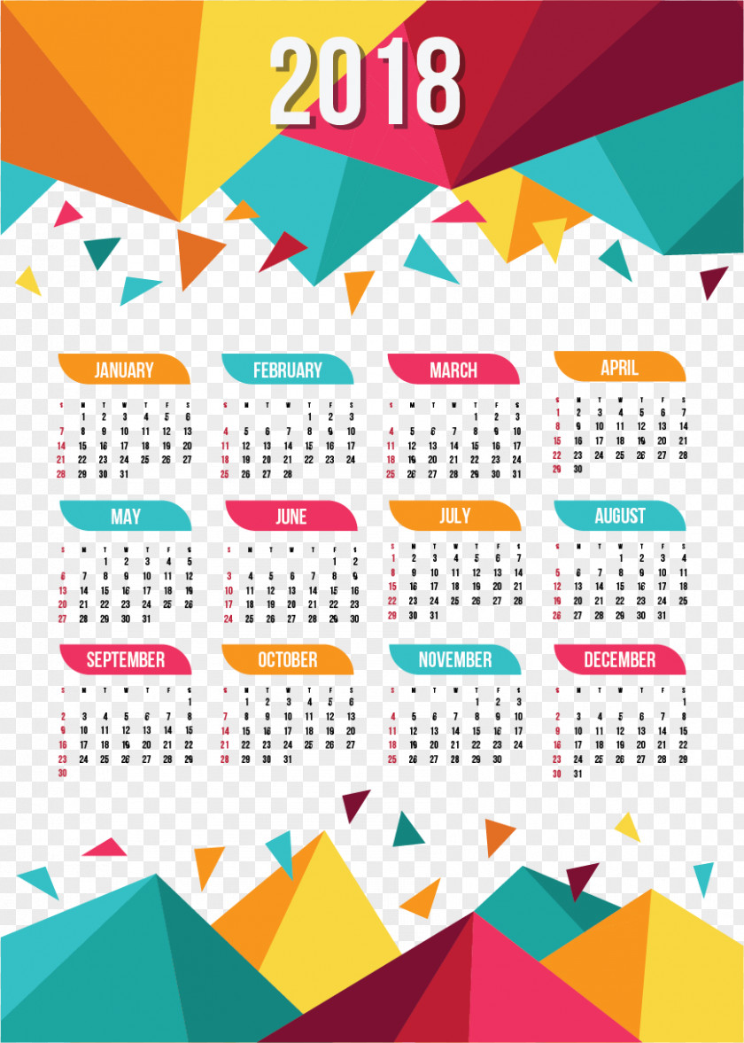 Calendar Templates 2018 New Year PNG