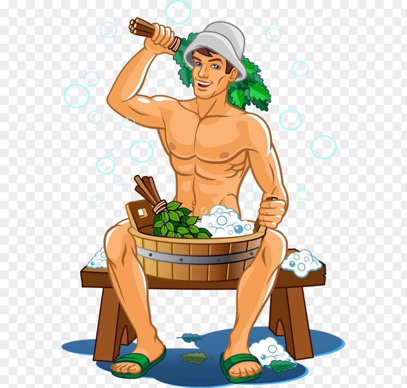 Bath Man Banya Painting Illustration PNG