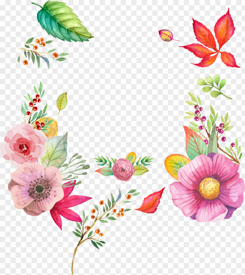 Watercolor Autumn Flowers Watercolour Painting PNG