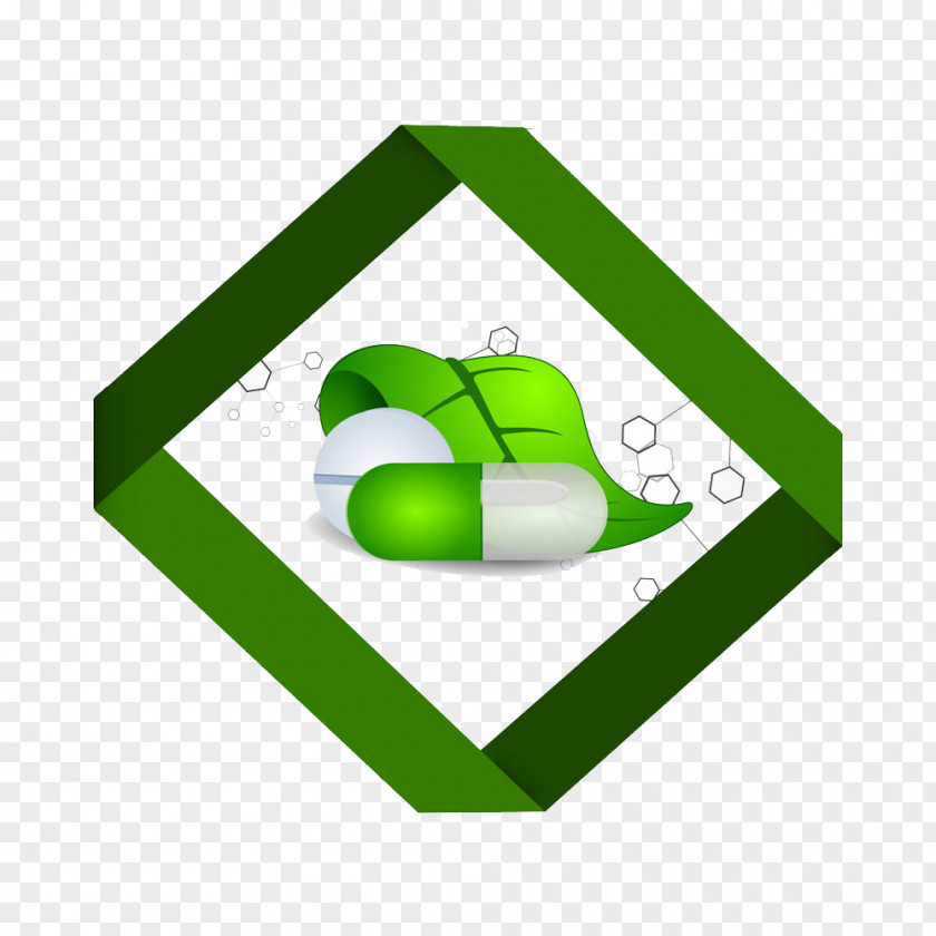 Diamond Capsule Picture Box Leaves Green PNG