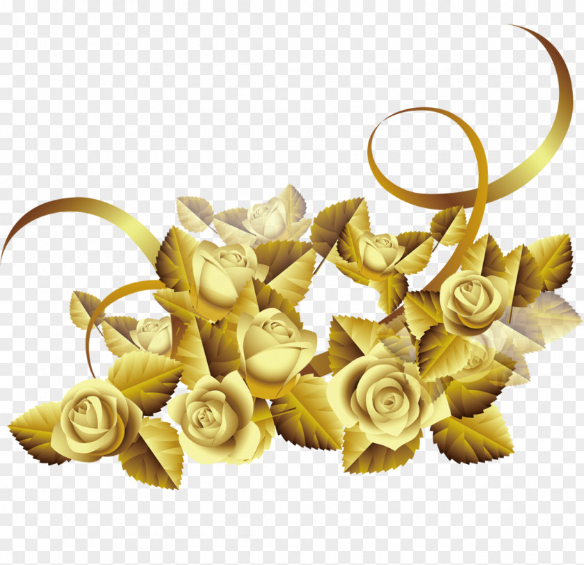 Flowers, Gold Roses, Creative Taobao Beach Rose Flower PNG