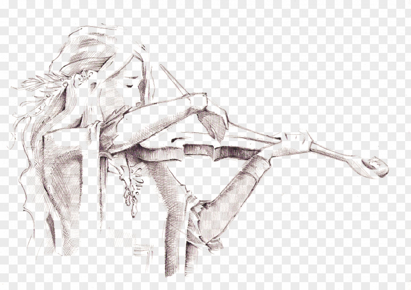 People Sketch Violin Technique Drawing PNG