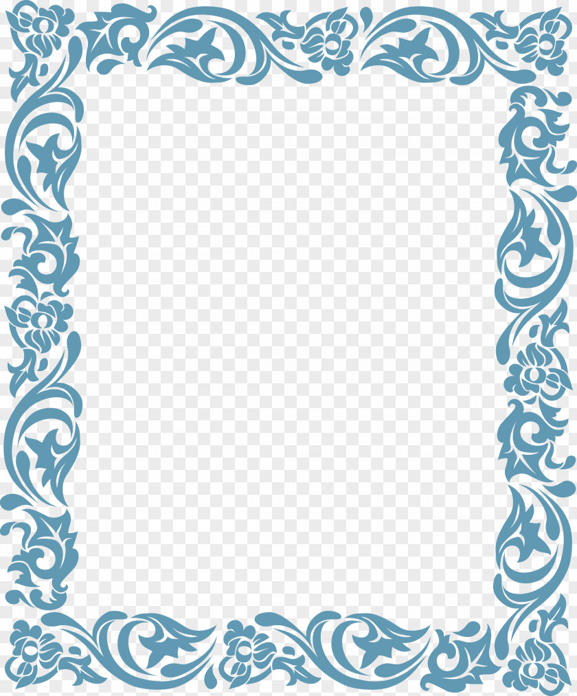 Blue Pattern Texture Poster European Border Element PNG