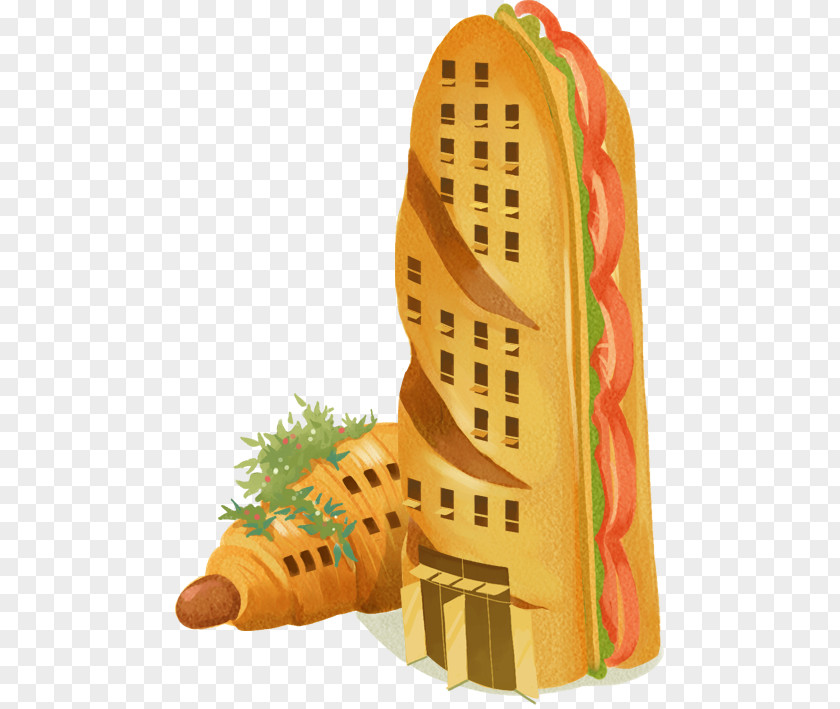 Bread Creative Building Illustration PNG