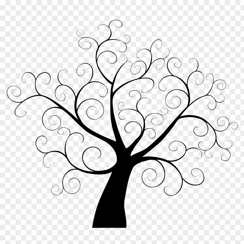 2017 Black Winter Tree Without Leaves Fingerprint Template Guestbook Clip Art PNG