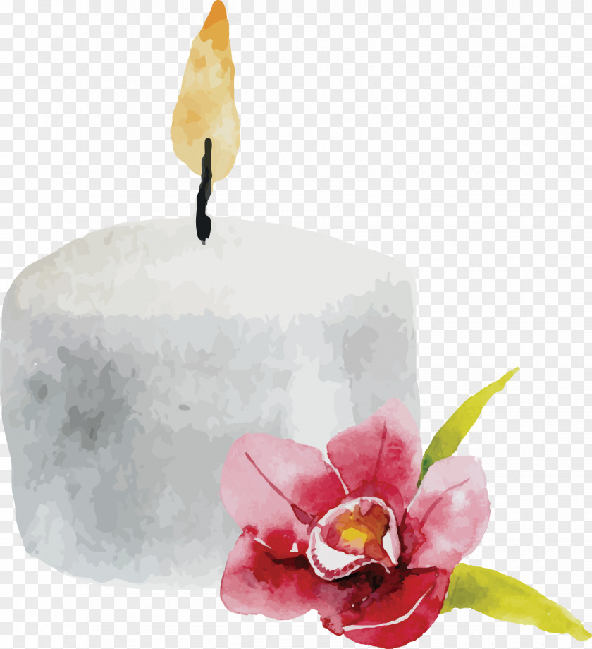 Cartoon Candle Vector Watercolor Painting PNG