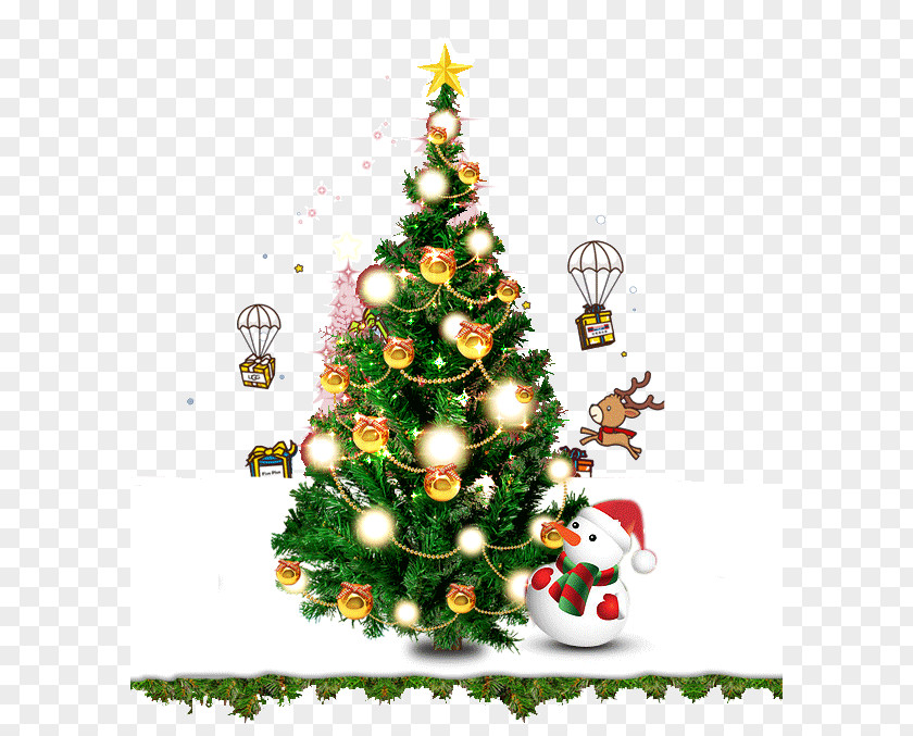 Christmas Tree On Snow Santa Claus Decoration PNG