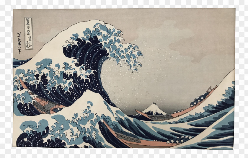 Japan The Great Wave Off Kanagawa Thirty-six Views Of Mount Fuji Printmaking Art PNG