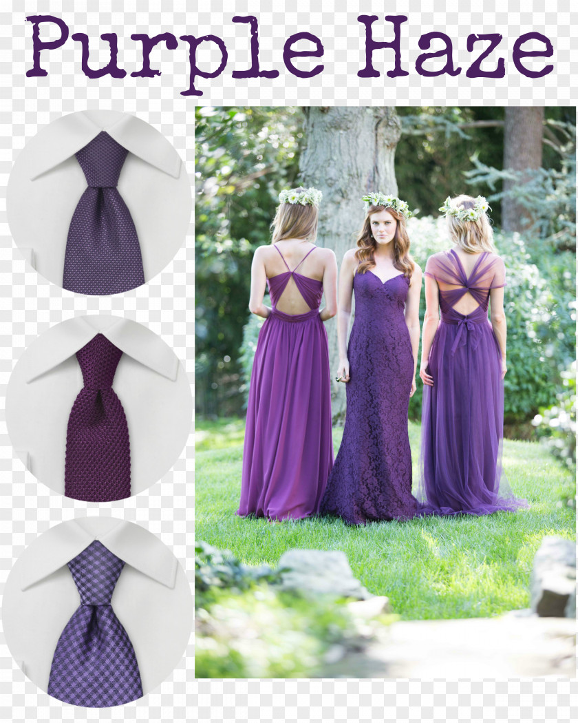 Purple Wedding Dress Necktie Bridesmaid PNG