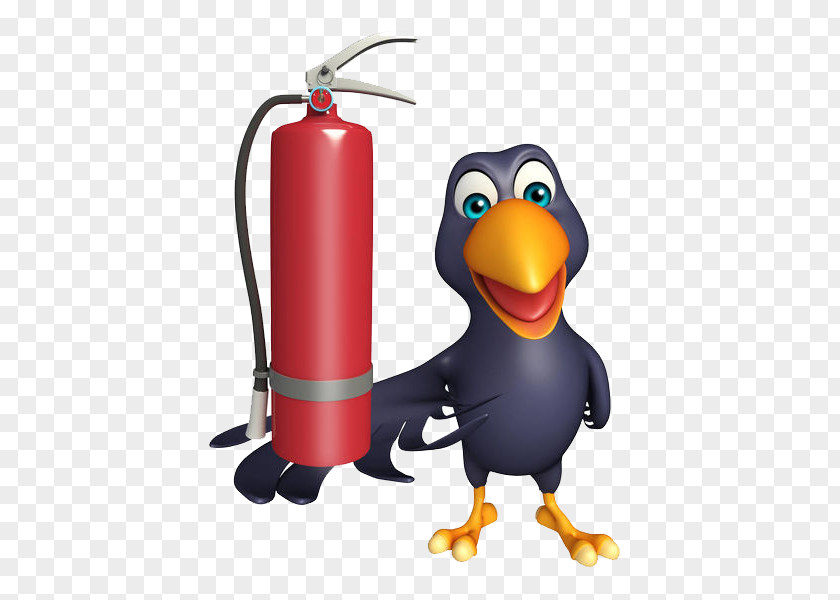 The Raven Takes Fire Extinguisher Crows Cartoon Stock Illustration PNG