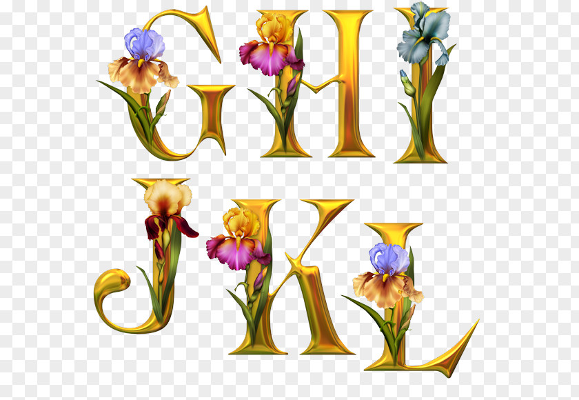 Flower Alphabet Letter Render PNG