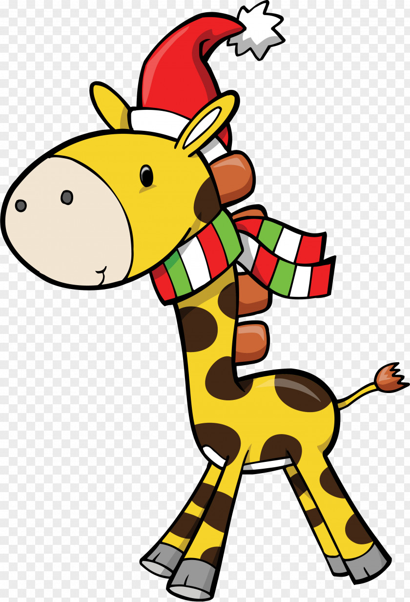 Giraffe Santa Claus Christmas Ornament Decoration PNG