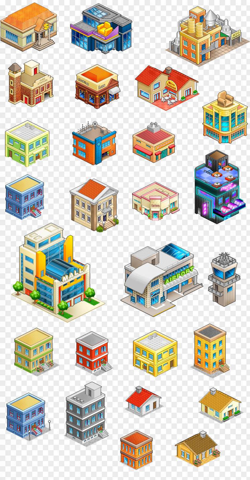 Isometric Building Projection Graphics In Video Games And Pixel Art PNG