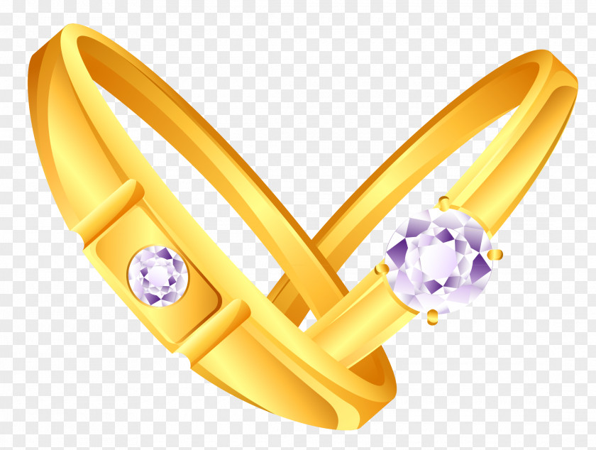 Golden Rings With Diamonds Clipart Wedding Ring Earring PNG