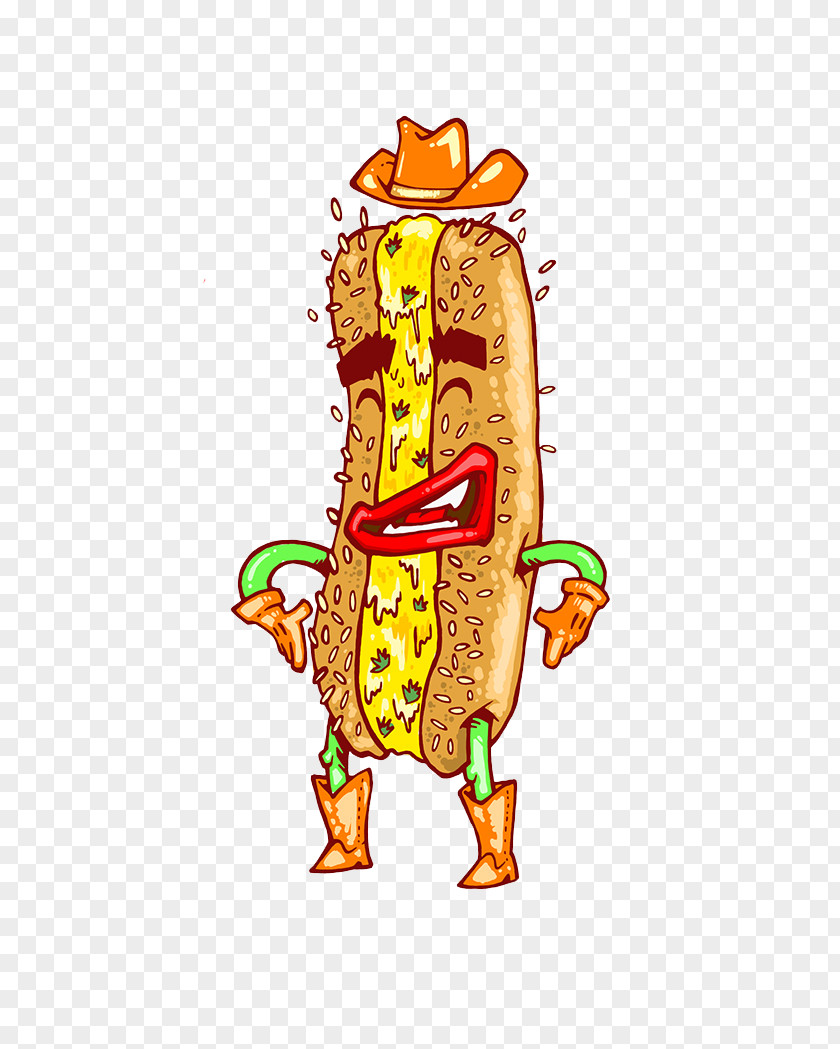 Happy Hot Dog Illustration PNG