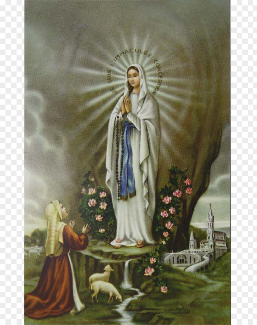 Engel Our Lady Of Lourdes Holy Card Prayer Fátima PNG
