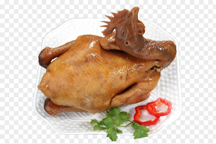 On The Plate Of Roast Chicken Red Cooking Chinese Cuisine Barbecue PNG