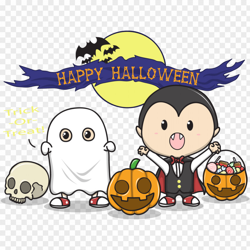 Hand-painted Background Vector Character Halloween Trick-or-treating Clip Art PNG