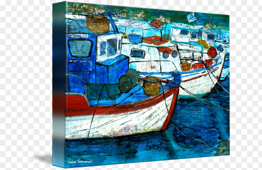 Painting Boat Canvas Print Art Fishing Vessel PNG
