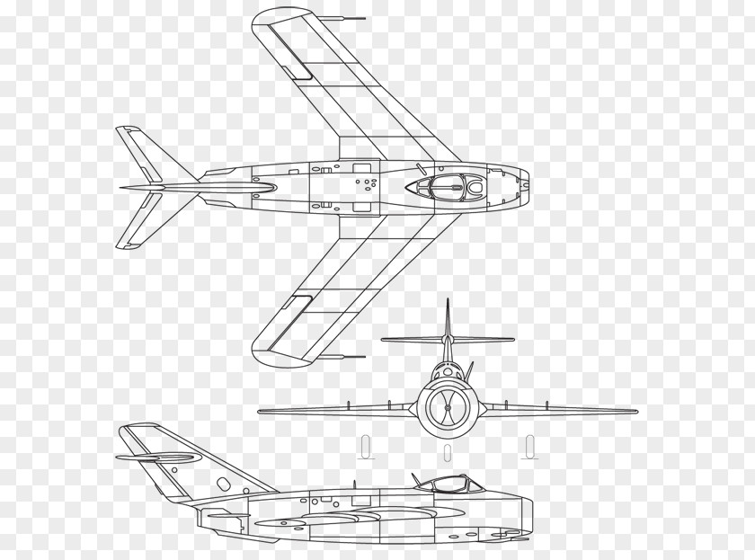 Sketch Mikoyan-Gurevich MiG-17 Airplane MiG-15 Shenyang J-5 Aircraft PNG