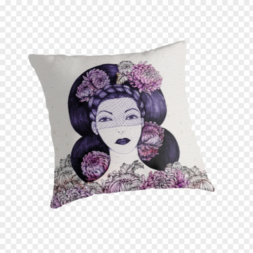 Small Chrysanthemum Throw Pillows Cushion Violet Lilac PNG