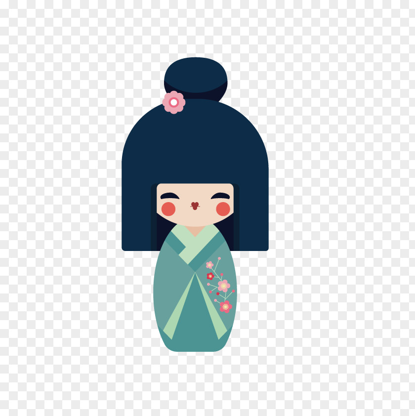 Vector Japanese Figurines Doll Kimono Designer PNG