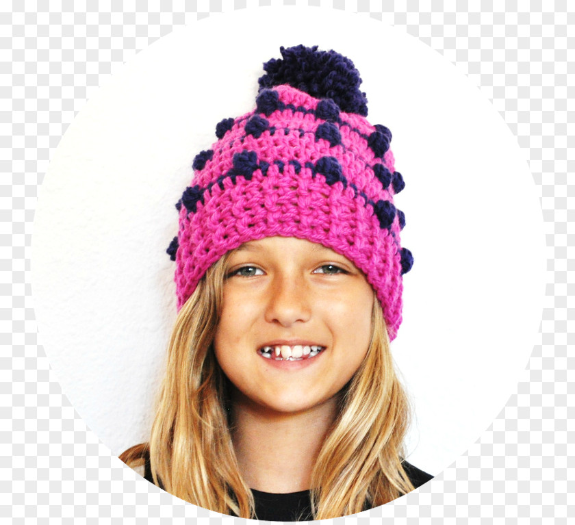 Beanie Knit Cap Crochet Pink M PNG