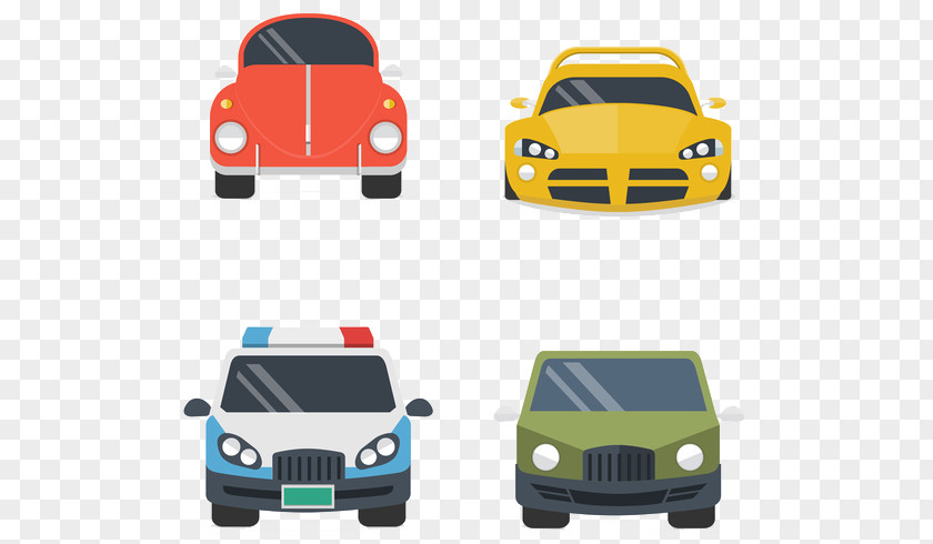 Four Car Front View Automotive Design PNG