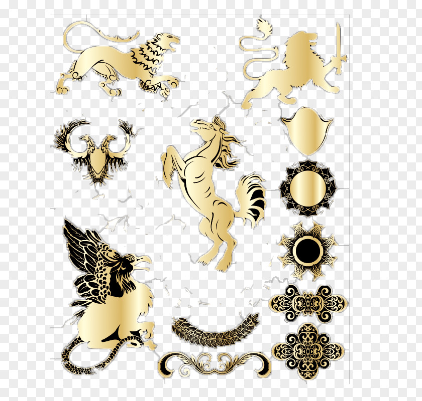 Golden Gryphon Lion Griffin Illustration PNG