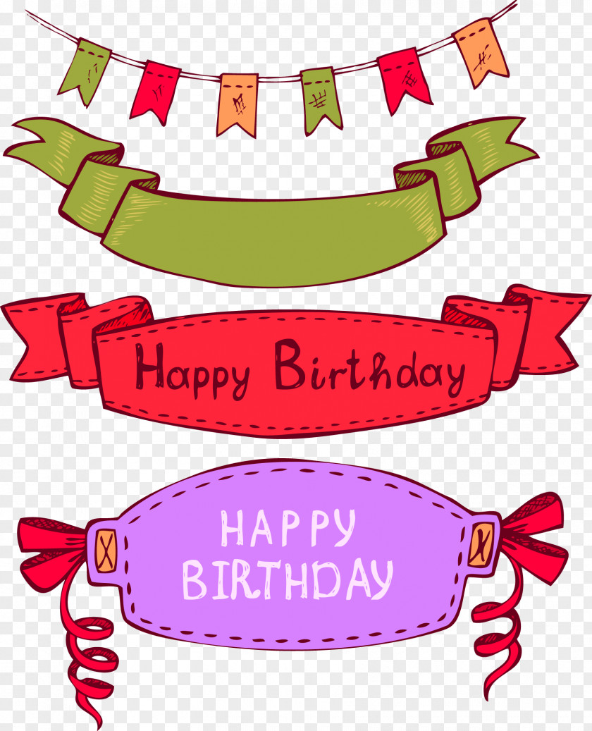Happy Birthday Vector Material Label Bunting PNG