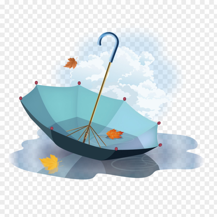 Umbrella And Autumn Leaves PNG