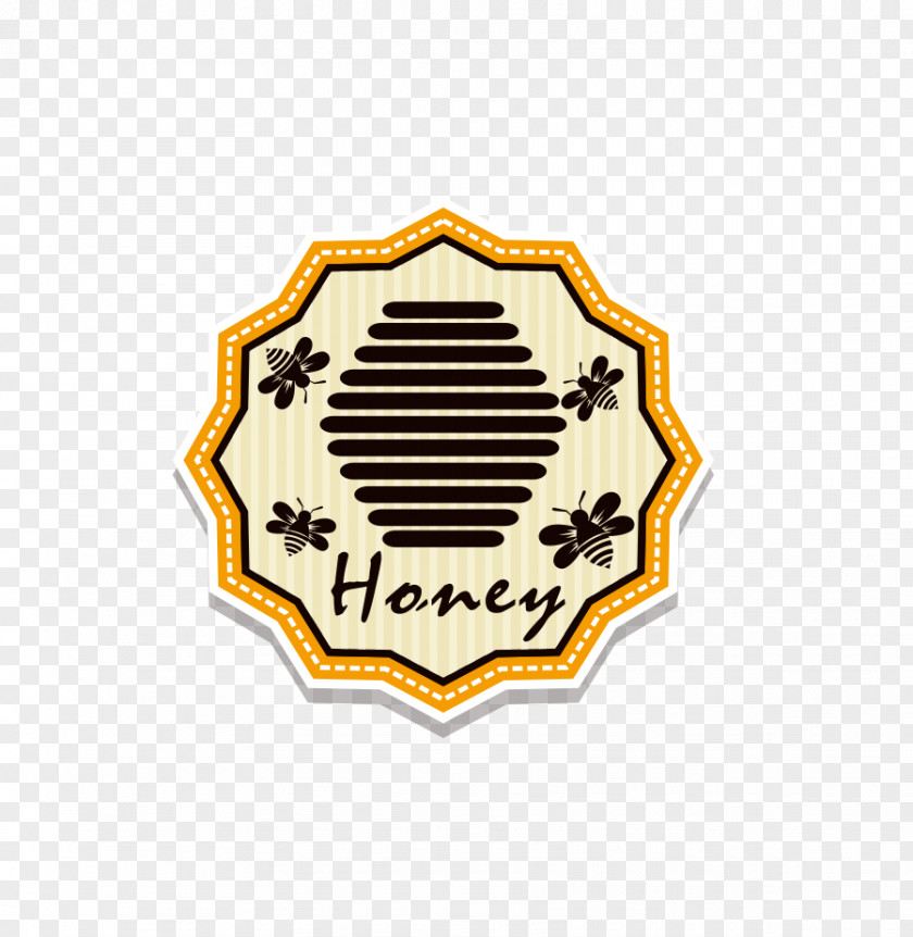 Vector Bee Yellow Hexagon Seal Sticker Honey Euclidean PNG