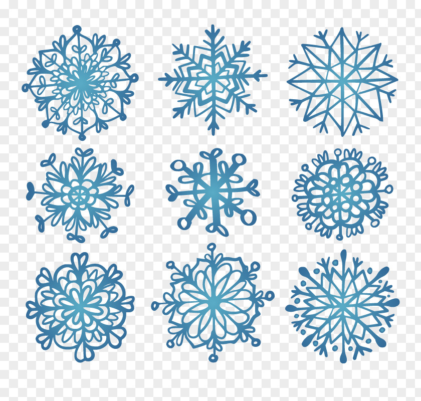 Vector Blue Snowflake Drawing Christmas Illustration PNG