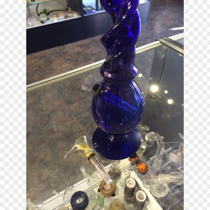 Glass Bottle Bong Smoking Pipe Cobalt Blue PNG