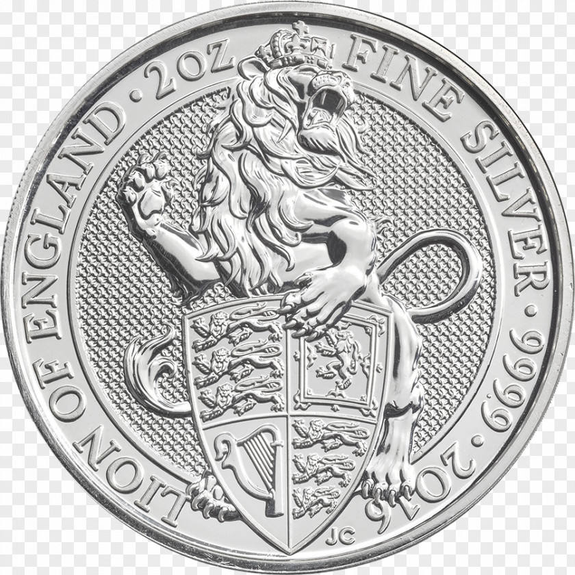 Silver Coin Royal Mint Britannia Bullion The Queen's Beasts PNG
