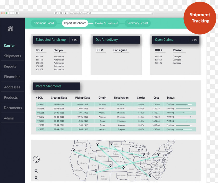 Warehouse Third-party Logistics Cargo Broker Dashboard PNG