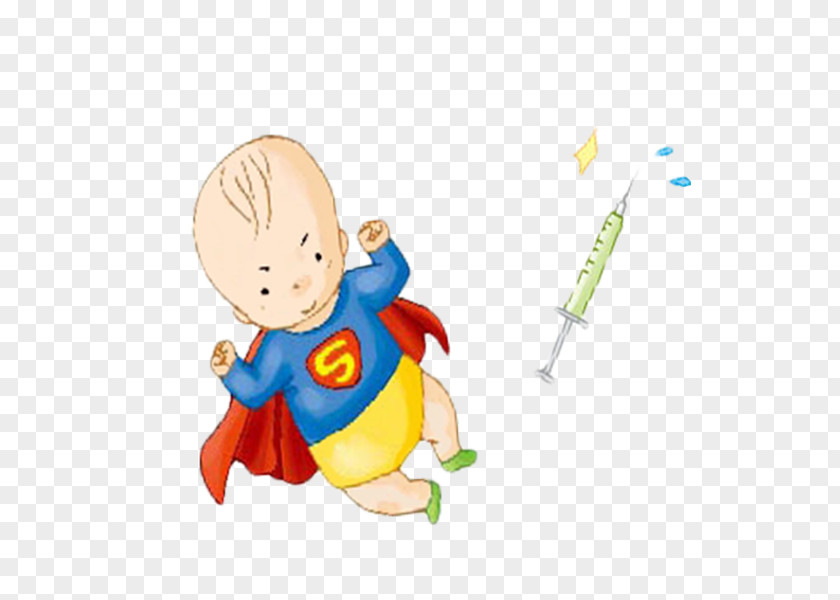 Baby Superman Vaccination Illustration BCG Vaccine Injection Hepatitis B PNG