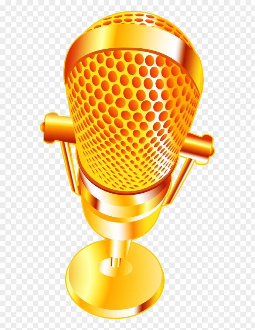 Golden Microphone Speaker Stock Photography Illustration Radio PNG