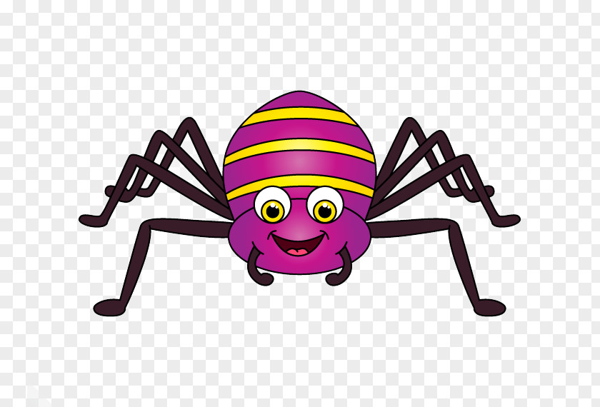 Happy Color Spider Vector Cartoon Clip Art PNG