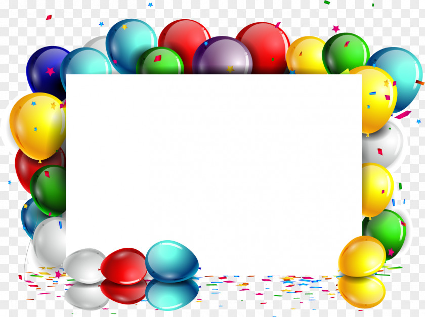 Colorful Balloons Border Message Board Wedding Invitation Birthday Cake Paper Greeting Card PNG