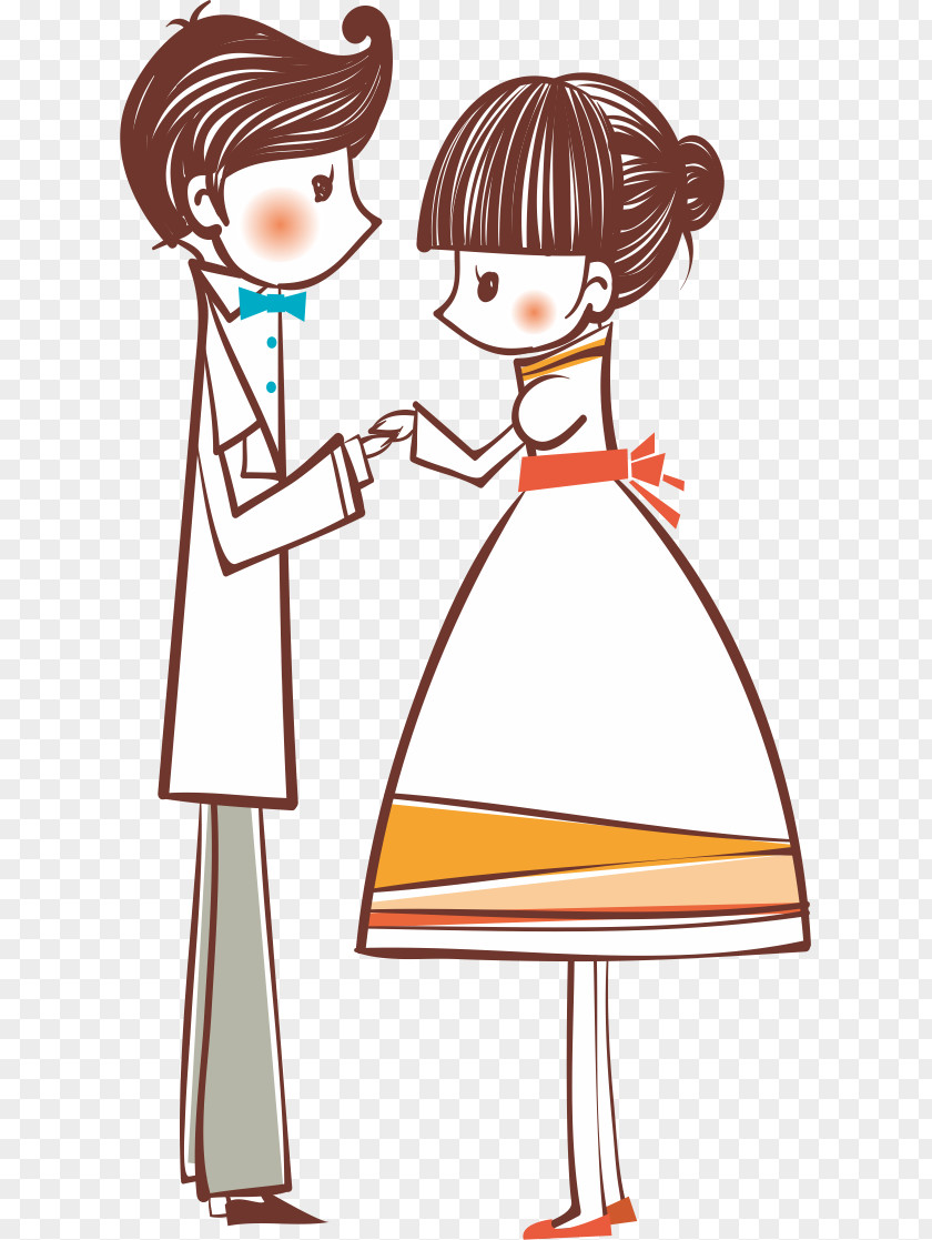 Cartoon Wedding Marriage Drawing PNG