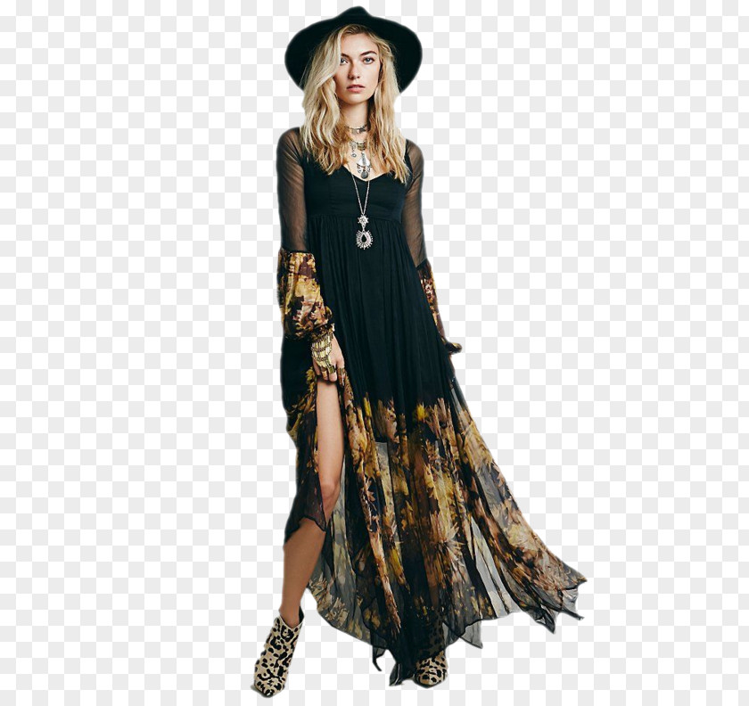 Dress Boho-chic Fashion Sleeve Casual PNG