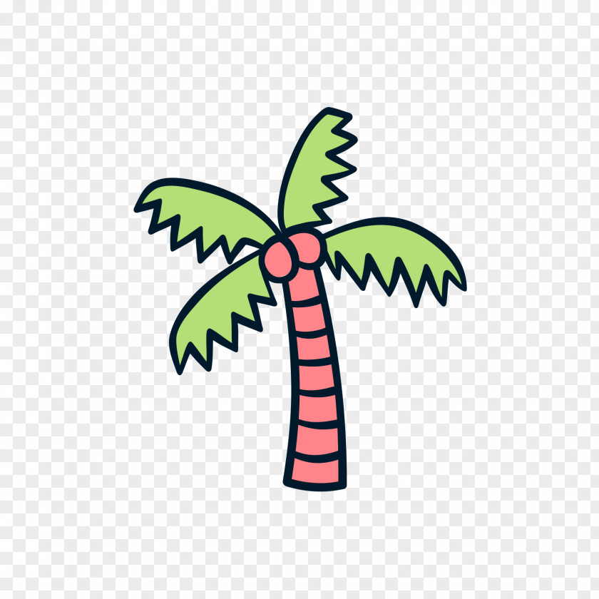 Red Green Coconut Tree Euclidean Vector Adobe Illustrator Illustration PNG
