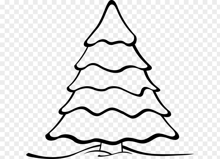 Tree Outlines Santa Claus Christmas Black And White Clip Art PNG