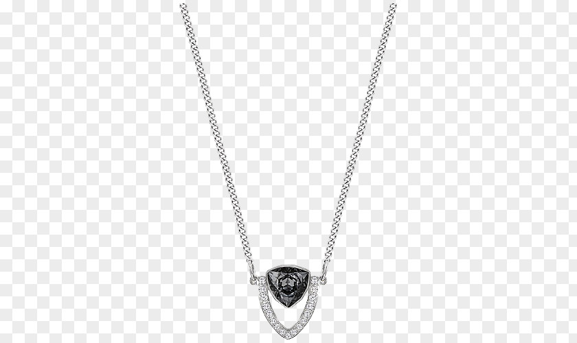 Swarovski Crystal Necklace Jewelry Women's Black Locket Chain Jewellery Rhodium PNG