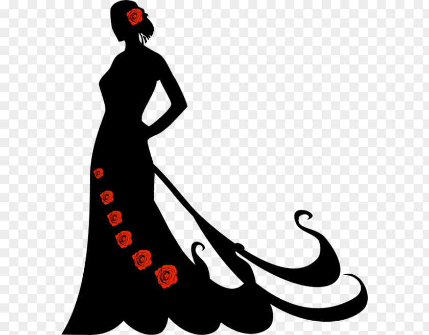 Red Roses Dress Back Beauty Silhouette Flamenco Dancer Portrait PNG