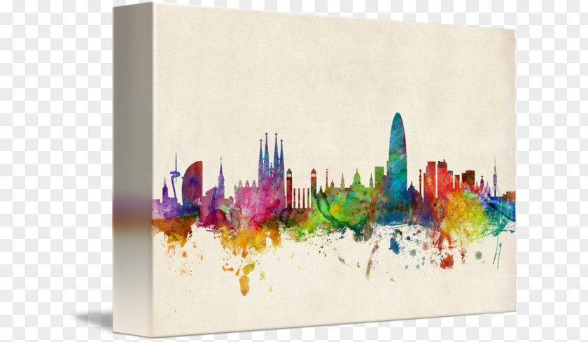 Skyline Barcelona Canvas Print Art Cityscape PNG