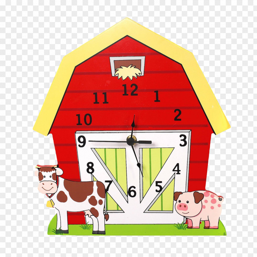 Fun Odd Duo Clock Farm Nursery Wall Decal Child PNG